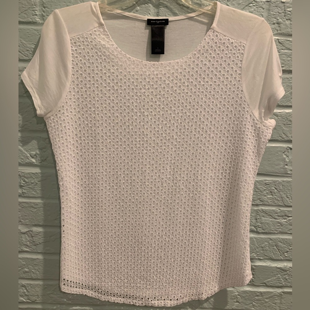 Ann Taylor White Eyelet Women's Top